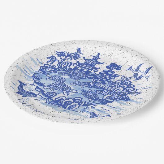 Blue Willow Turtle Tortoise Garden Whimsical Papieren Bordje (Gekanteld)