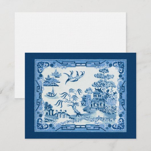 Blue Willow Uitnodiging (Voorkant / Achterkant)