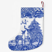 Blue Willow Woodland Deer Xmas Bird Holiday S Kleine Kerstsok (Achterkant)