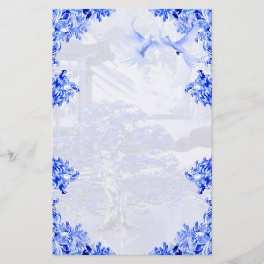 "Blue Willow World" 15 ~ Elegant Stationery Briefpapier (Voorkant)