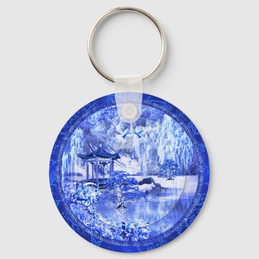 "Blue Willow World" knop sleutelhanger (Voorkant)