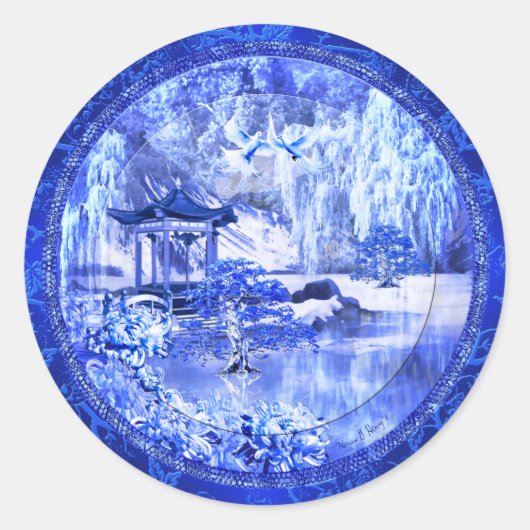 "Blue Willow World" Kunst Stickers (Voorkant)