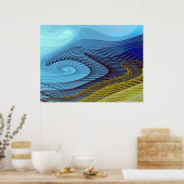 Blue Wind Abstract Fine Fractal Art Poster (Keuken)