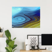 Blue Wind Abstract Fine Fractal Art Poster (Thuiskantoor)