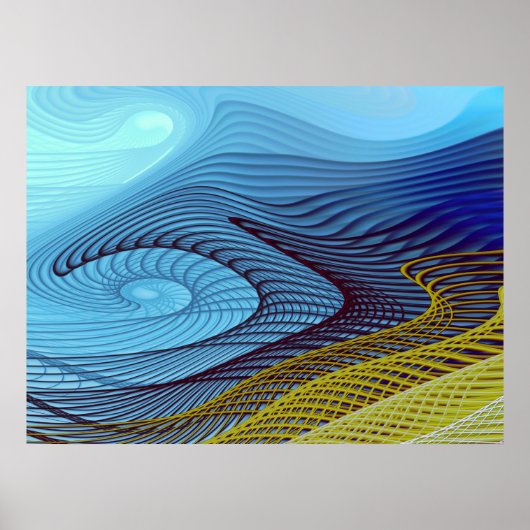 Blue Wind Abstract Fine Fractal Art Poster (Voorkant)