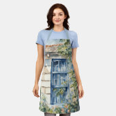 Blue Window Stone Wall Cottage Vines Schort (Gedragen)