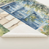 Blue Window Stone Wall Cottage Vines Sherpa Deken (3/4)