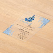 Blue Wine Roses Drips Bridal Shower Acryl Uitnodigingen (Laagn)