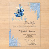 Blue Wine Roses Drips Bridal Shower Acryl Uitnodigingen (Voorkant)