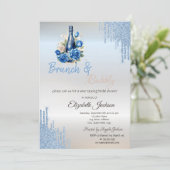 Blue Wine Rozen Druppelt Vrijgezellenfeest Kaart (Staand voorkant)