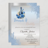 Blue Wine Rozen Druppelt Vrijgezellenfeest Kaart (Voorkant / Achterkant)