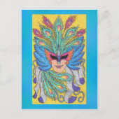Blue Wing Mardi Gras Mask Briefkaart (Voorkant)