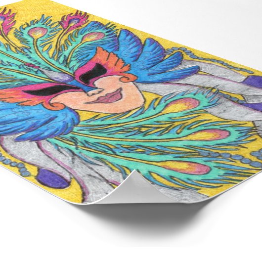 Blue Wing Mardi Gras Mask Poster (Hoek)