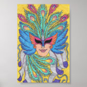Blue Wing Mardi Gras Mask Poster (Voorkant)