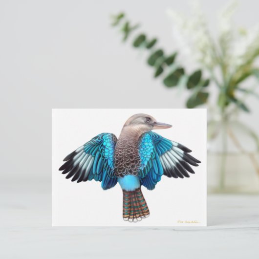 Blue Winged Kookaburra Briefkaart (Staand voorkant)