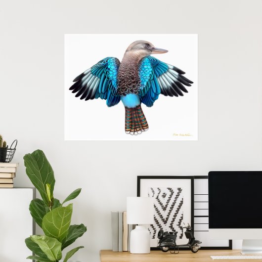 Blue Winged Kookaburra Print (Thuiskantoor)