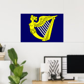 Blue Winged Maiden Harp, vlag Ierland Poster (Thuiskantoor)