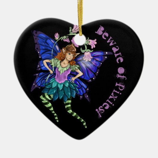 Blue Winged Pixie Ceramic Ornament (Voorkant)