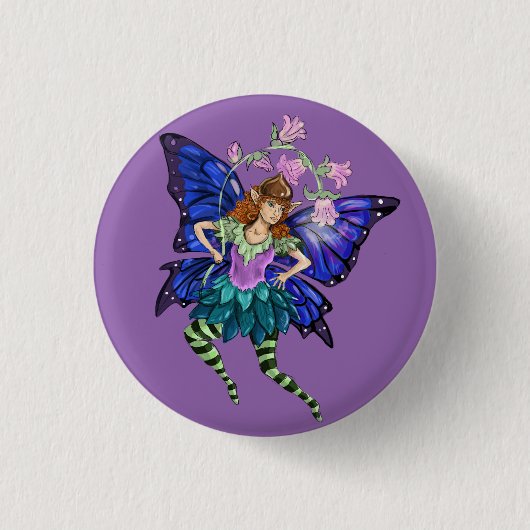 Blue Winged Pixie Ronde Button 3,2 Cm (Voorkant)