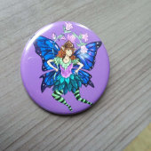Blue Winged Pixie Ronde Button 3,2 Cm