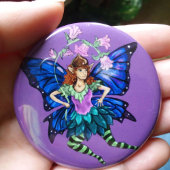 Blue Winged Pixie Ronde Button 3,2 Cm
