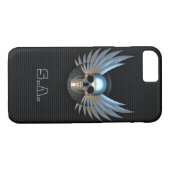 Blue Winged Skull iPhone 7 Hoesje (Achterkant (Horizontaal))