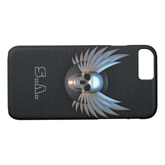 Blue Winged Skull iPhone 7 Hoesje (Achterkant (Horizontaal))