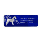 Blue Winter Airedale Return Address Etiket (Voorkant)
