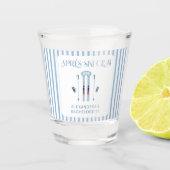 Blue Winter Apres Ski vrijgezellenfeest Shot Glas (Voorkant)