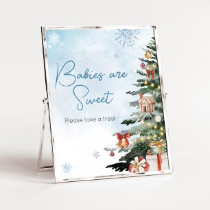 Blue Winter Baby De koude buiten baby's zijn zoet Poster