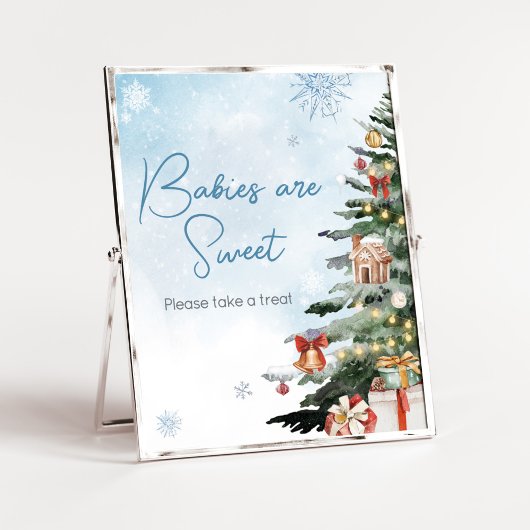 Blue Winter Baby De koude buiten baby's zijn zoet Poster