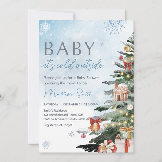 Blue Winter Baby Het is koud buiten Baby shower Kaart (Voorkant)