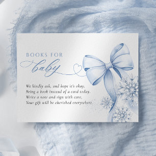 Blue Winter Baby shower Boeken voor Baby Informatiekaartje