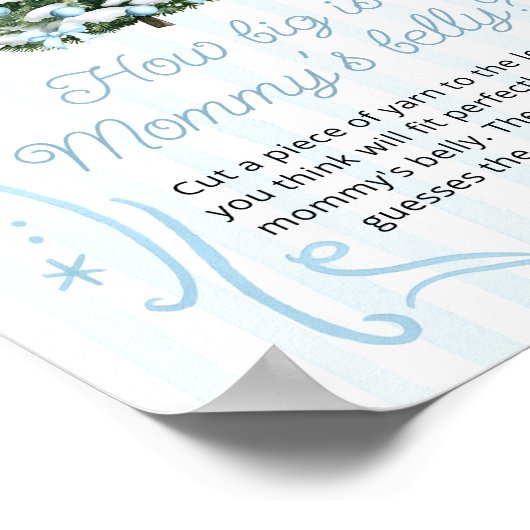 Blue Winter Baby Shower How Big is Mommy's Belly Poster (Hoek)