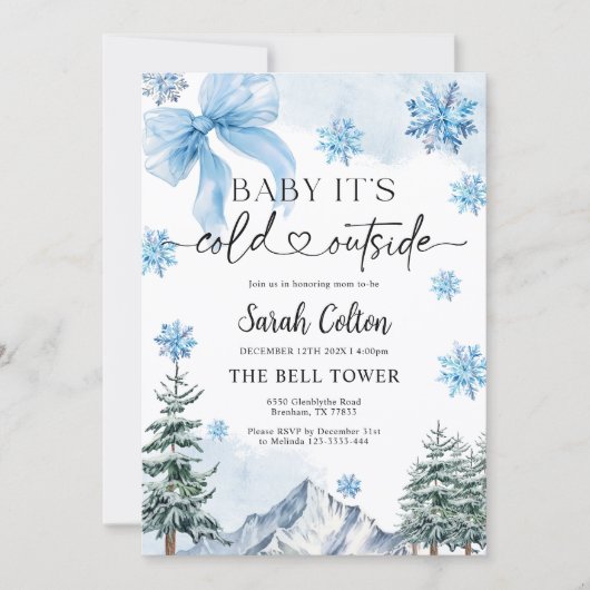 Blue Winter Baby shower Kaart (Voorkant)