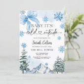 Blue Winter Baby shower Kaart (Staand voorkant)