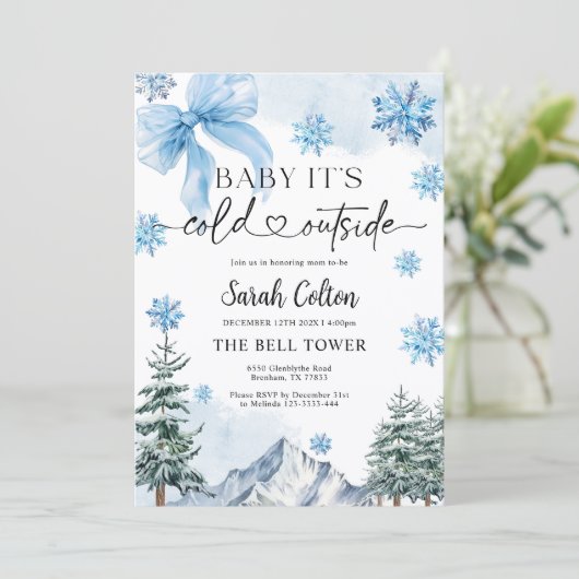 Blue Winter Baby shower Kaart (Staand voorkant)