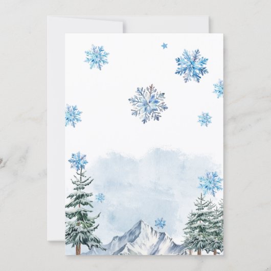 Blue Winter Baby shower Kaart (Achterkant)