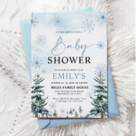 Blue Winter Baby shower Kaart