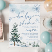 Blue Winter Baby shower Kaart
