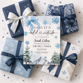 Blue Winter Baby shower Kaart