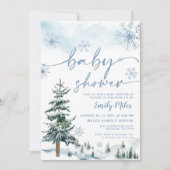 Blue Winter Baby shower Kaart (Voorkant)