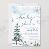 Blue Winter Baby shower Kaart (Voorkant)