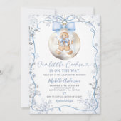 Blue Winter Baubles Hand Drawn Cookie Baby shower Kaart (Voorkant)