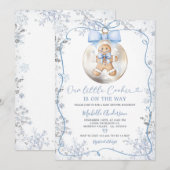 Blue Winter Baubles Hand Drawn Cookie Baby shower Kaart (Voorkant / Achterkant)