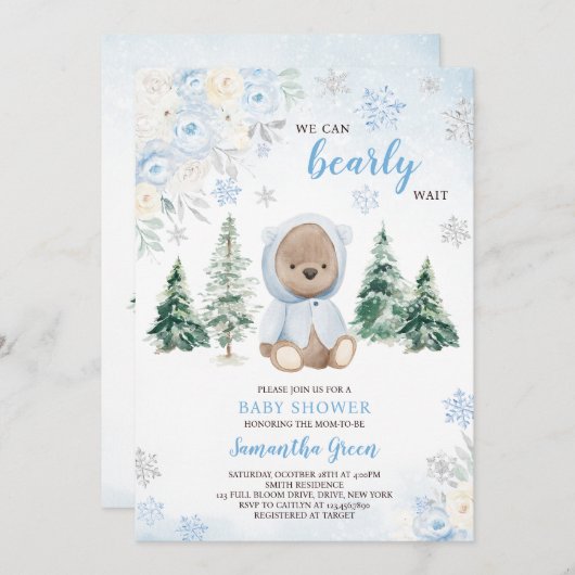 Blue Winter Beer Baby shower Kaart (Voorkant / Achterkant)