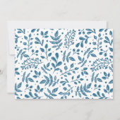 Blue Winter Botanical Merry Christmas Script Foto Feestdagenkaart (Achterkant)