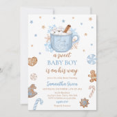 Blue Winter Boy Baby shower Kaart (Voorkant)