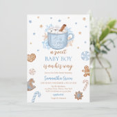 Blue Winter Boy Baby shower Kaart (Staand voorkant)