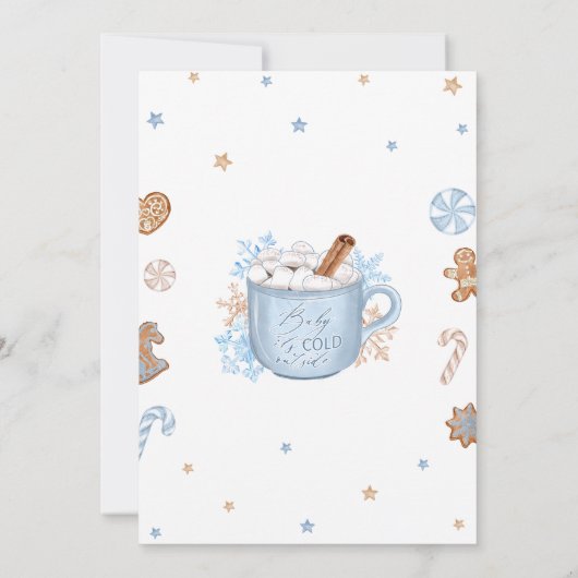 Blue Winter Boy Baby shower Kaart (Achterkant)